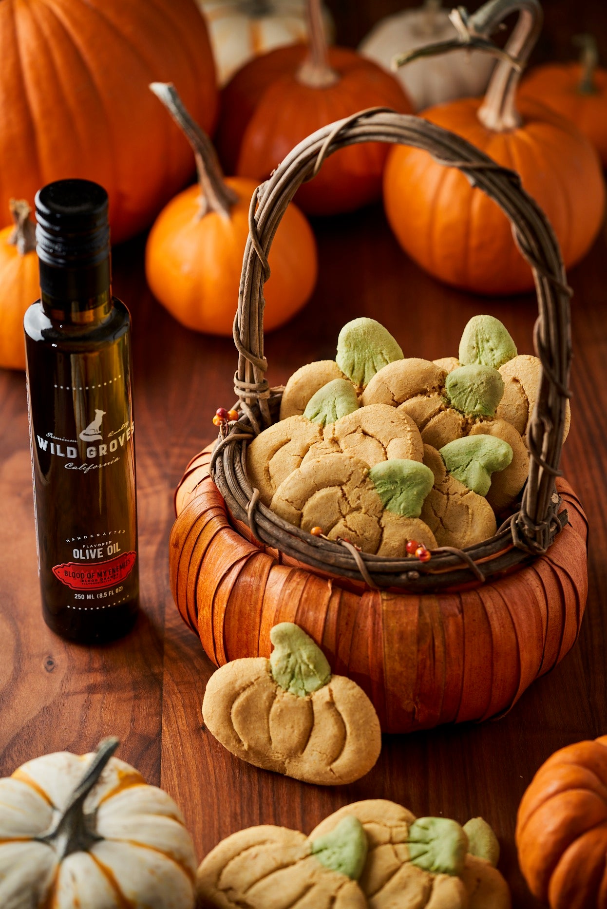 Spooky Halloween Cookies featuring "Blood of My Enemies" (Blood Orange Olive Oil)