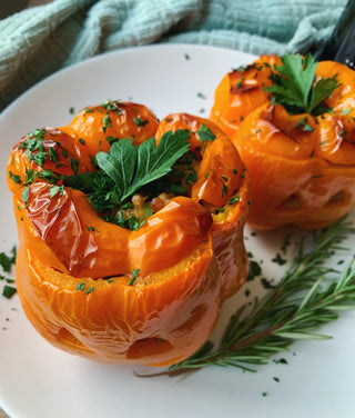 Jack-O-Lantern Stuffed Bell Peppers