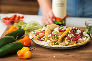 Chimichurri Shrimp Tacos (ft. Crushed Jalapeño Habanero Olive Oil)