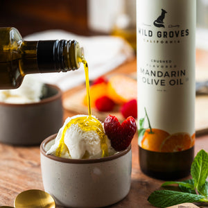 Elevate Your Dessert Game: Mandarin Crushed Olive Oil and Vanilla Ice Cream Delight!
