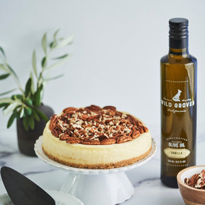Best Pecan Pie Cheesecake using our Vanilla Flavored Olive Oil