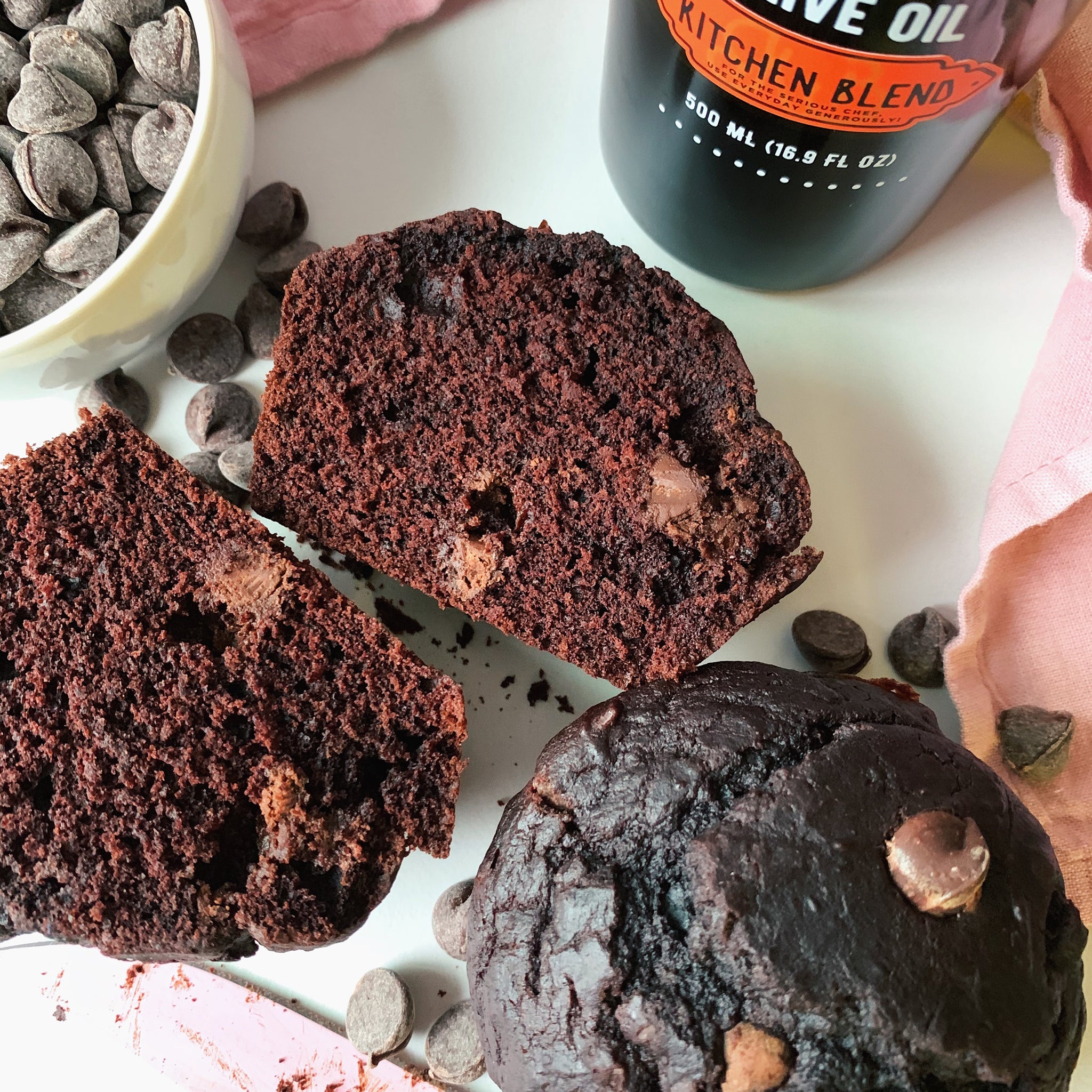 Double Chocolate Olive Oil Muffins