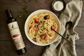 Dewey's Simple Pasta Dish showcasing our Limited Edition Coratina EVOO