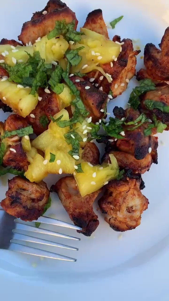Brazilian Style Grilled Pineapple Chicken Kabobs