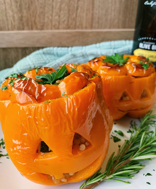 Jack-O-Lantern Stuffed Bell Peppers